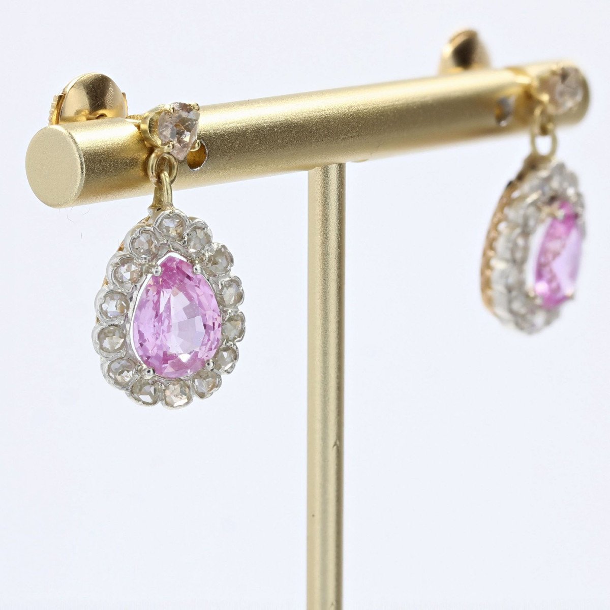 Antique Purple Sapphires And Rose Cut Diamonds Earrings-photo-3