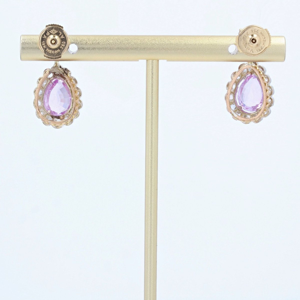 Antique Purple Sapphires And Rose Cut Diamonds Earrings-photo-5
