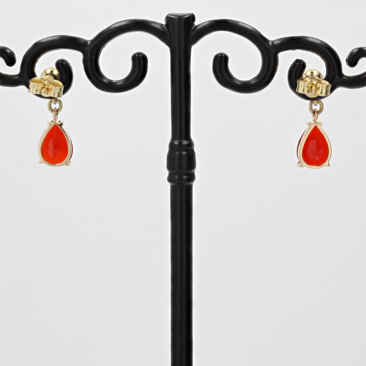 Boucles d'Oreilles Or Jaune Et Opales De Feu-photo-5