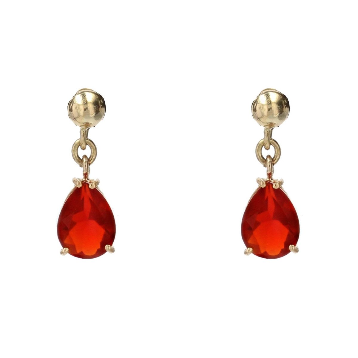 Boucles d'Oreilles Or Jaune Et Opales De Feu