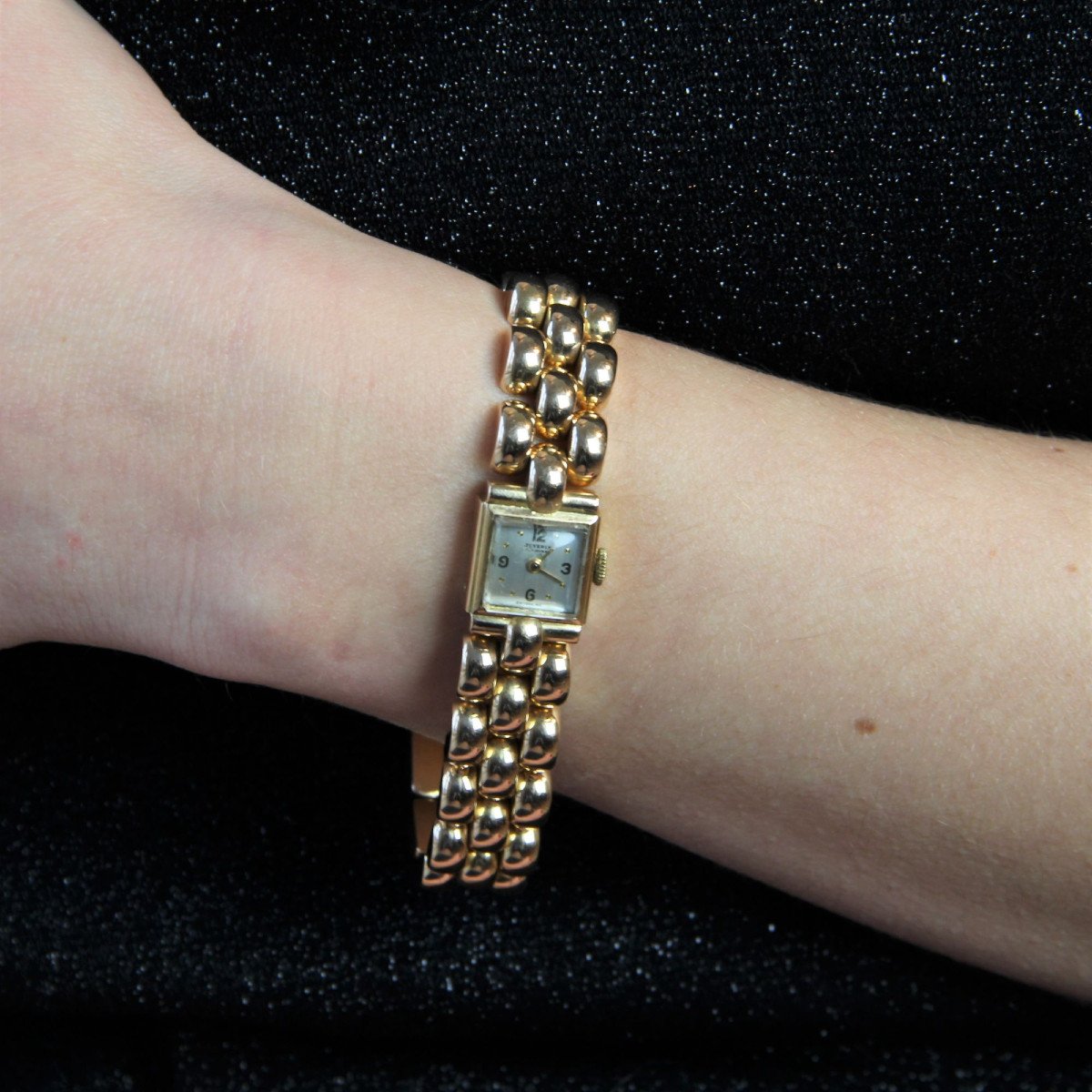 Montre Vintage De Dame En Or Jaune-photo-3