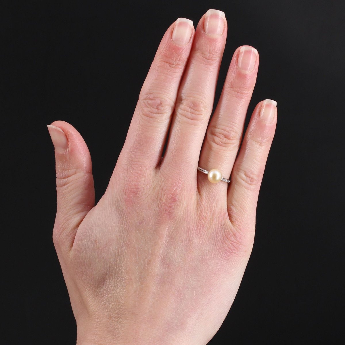 Antique Fine Pearl Diamond Ring-photo-2