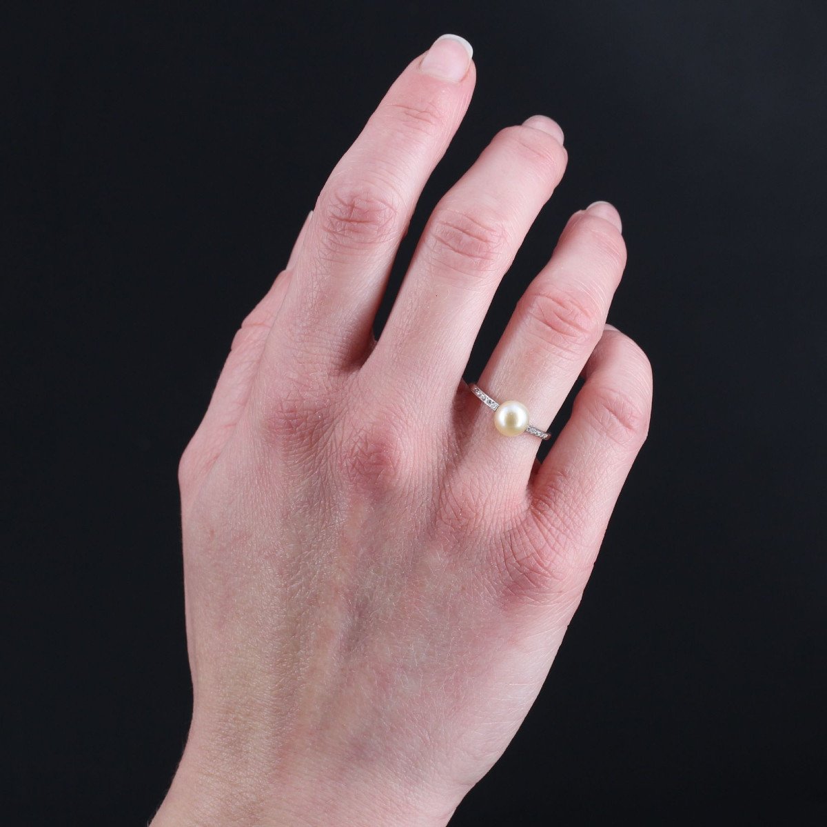 Antique Fine Pearl Diamond Ring-photo-4