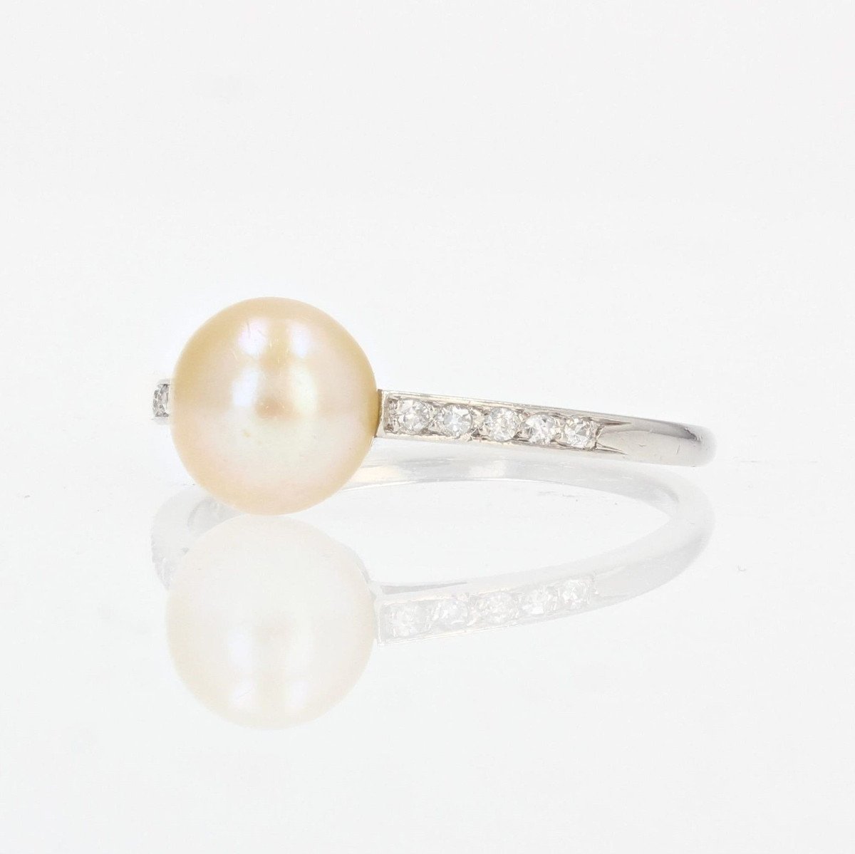 Antique Fine Pearl Diamond Ring-photo-3