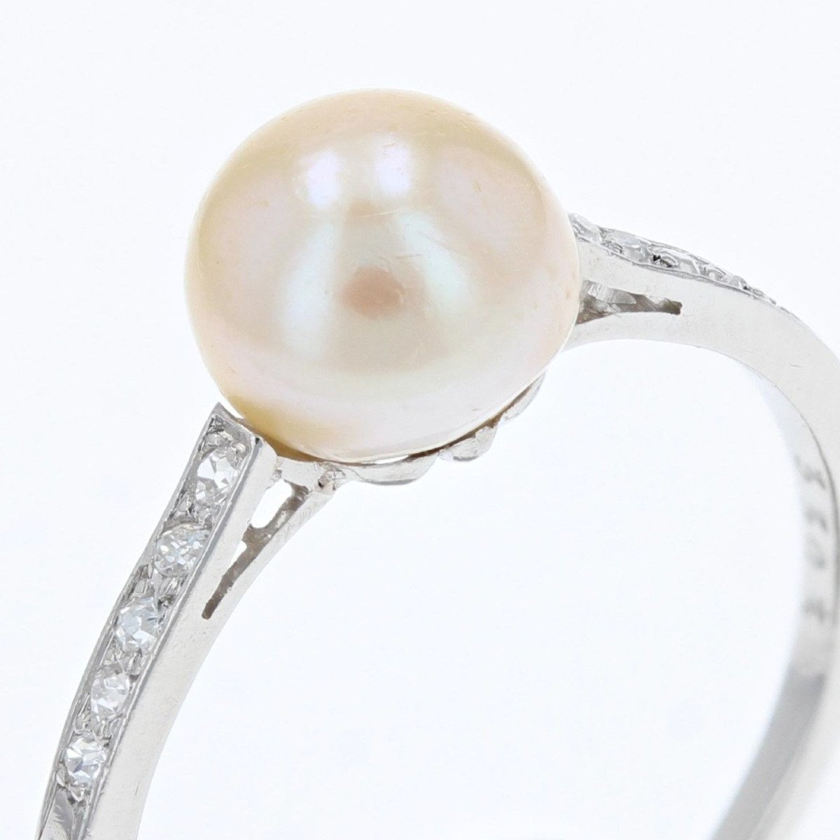 Antique Fine Pearl Diamond Ring-photo-4