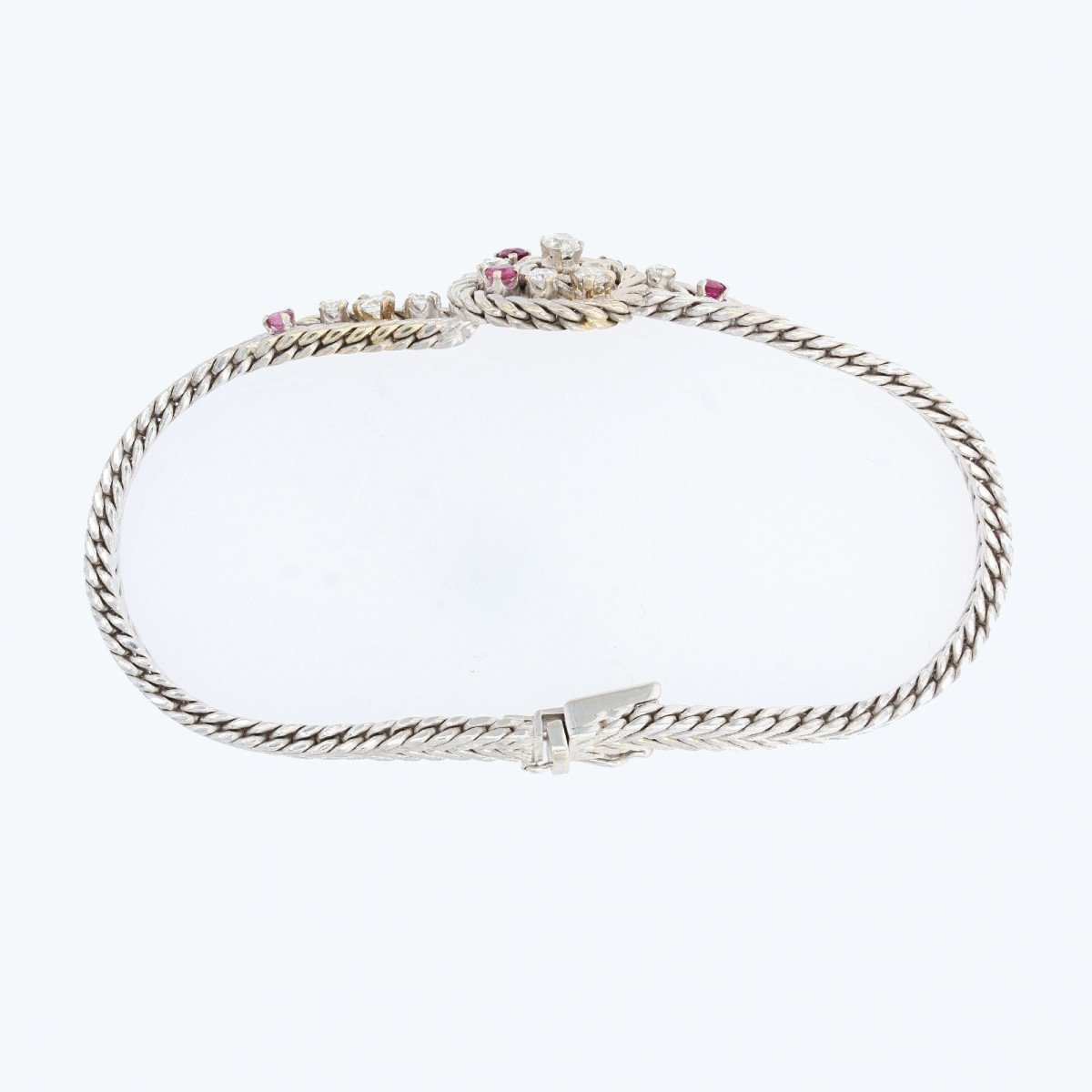 Bracelet Vintage Or Blanc Rubis Diamants-photo-4