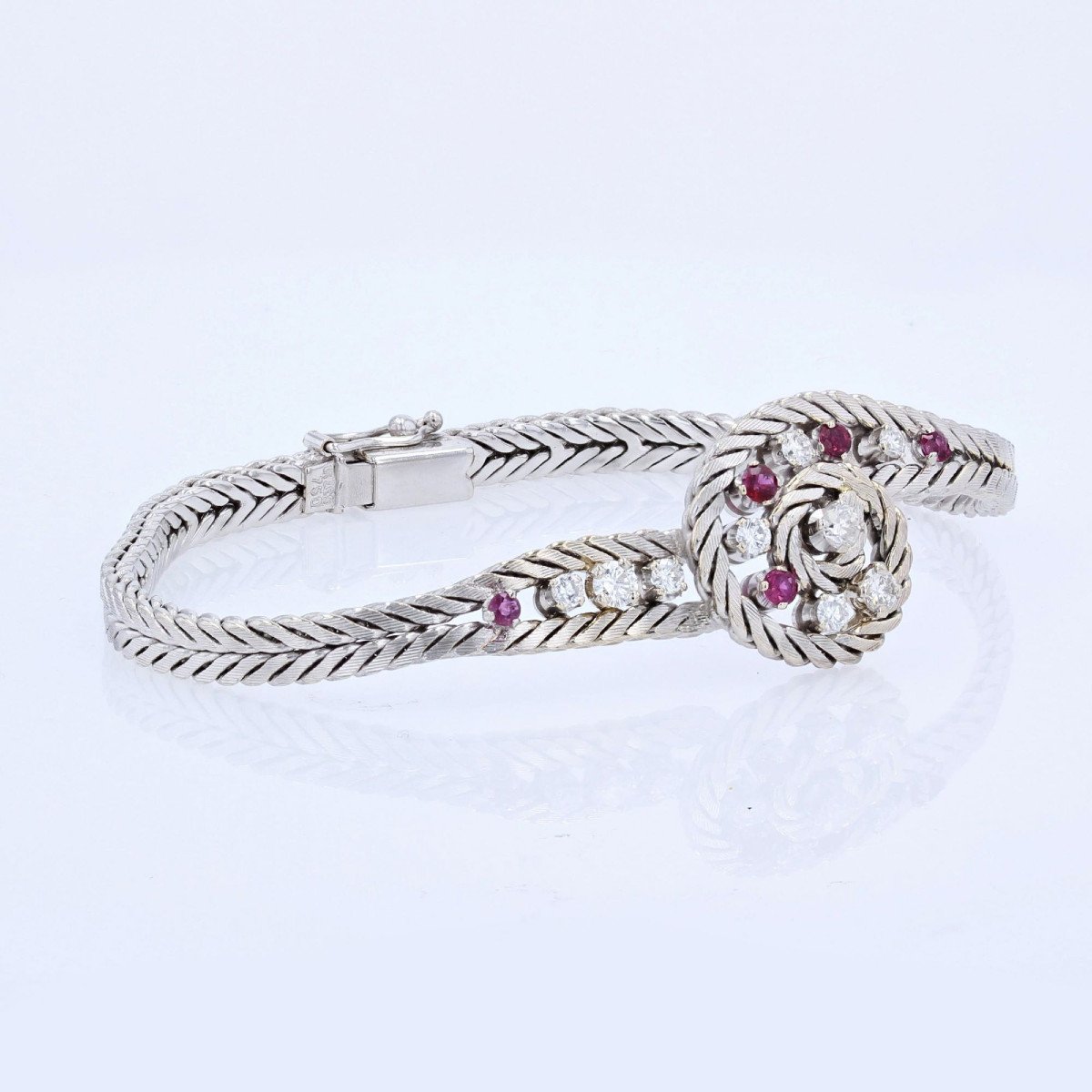 Bracelet Vintage Or Blanc Rubis Diamants-photo-2