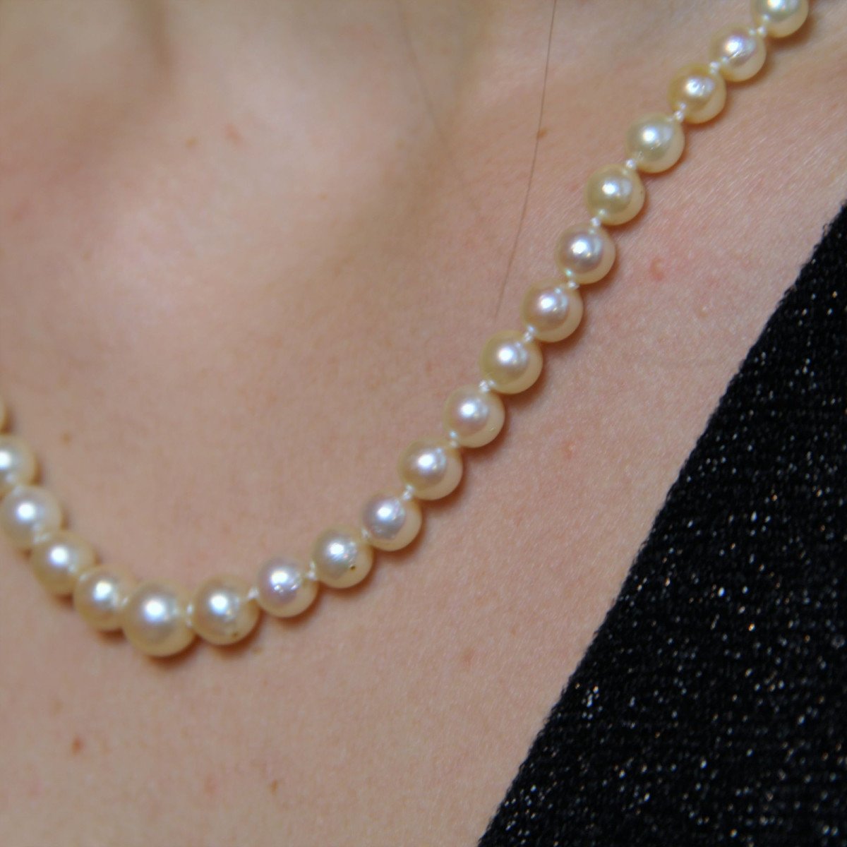 Cultured Pearl Necklace Yellow Gold Clasp-photo-6