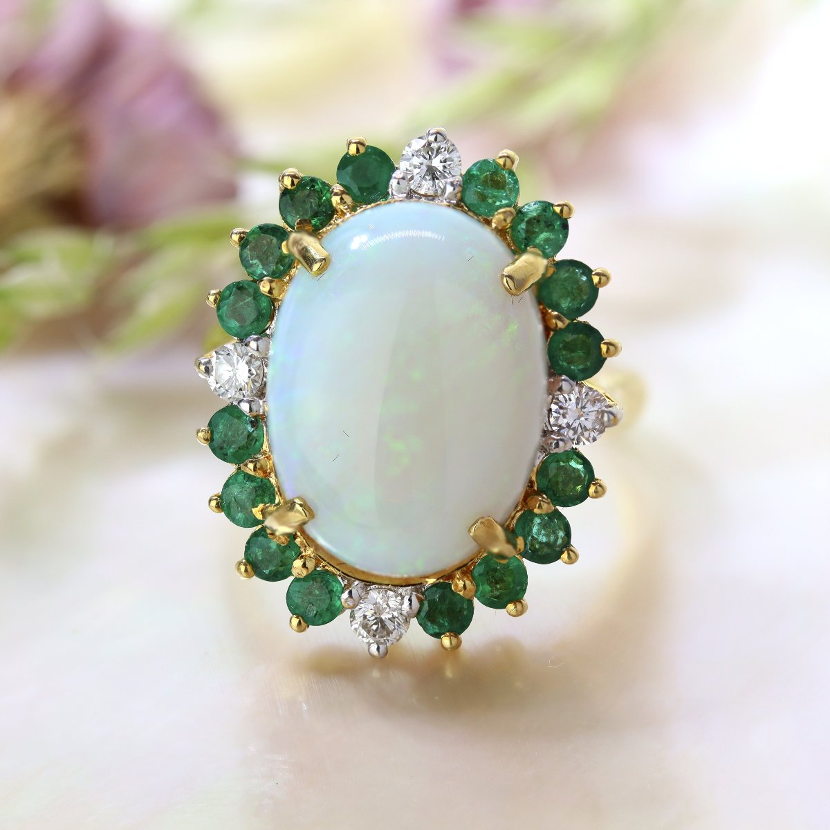 Emerald Diamond Opal Ring-photo-2