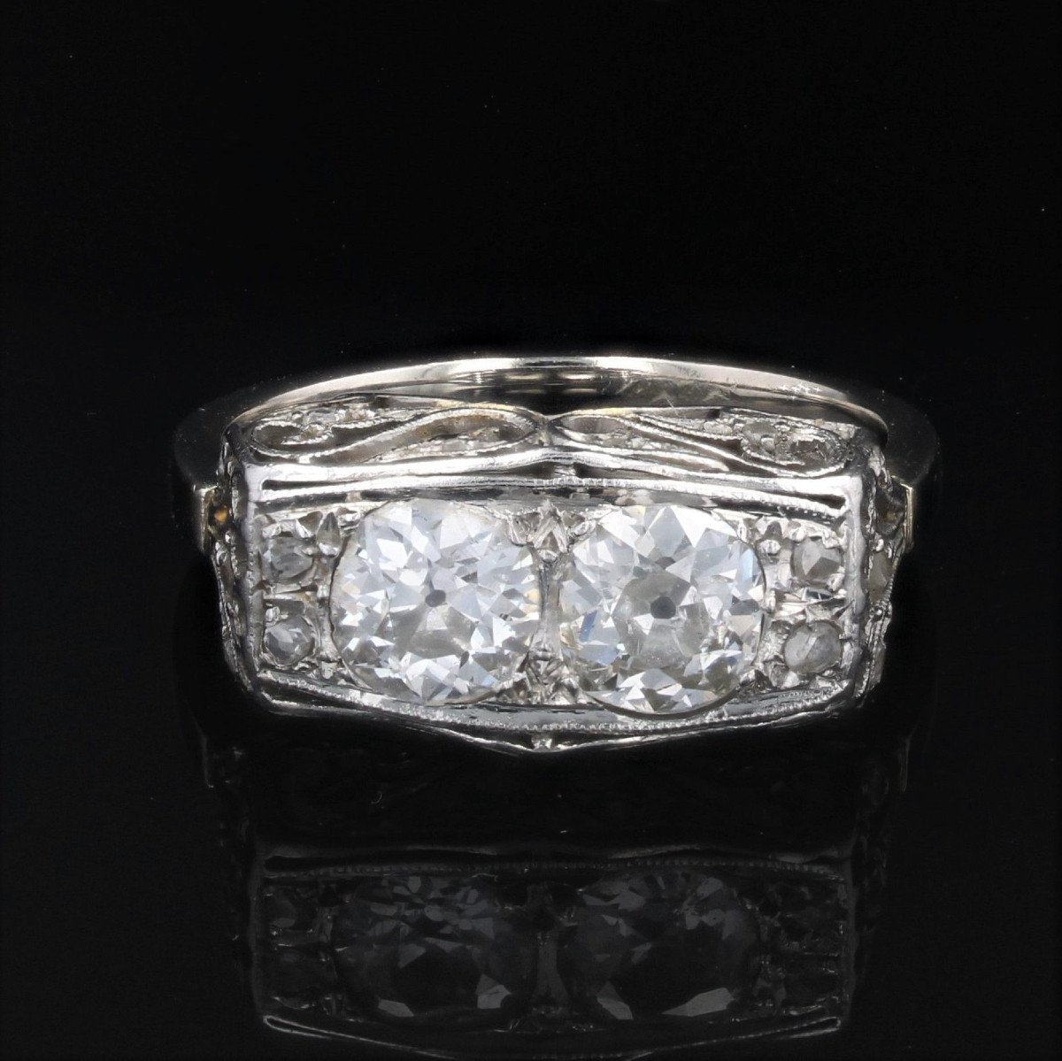 Art Deco Duo Diamond Ring-photo-3