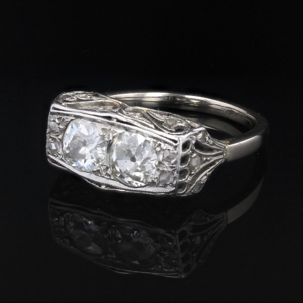 Art Deco Duo Diamond Ring-photo-2