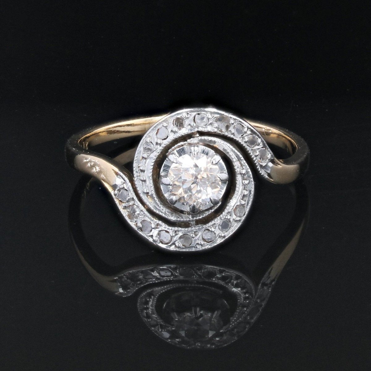 Bague Ancienne Diamants En Tourbillon-photo-3