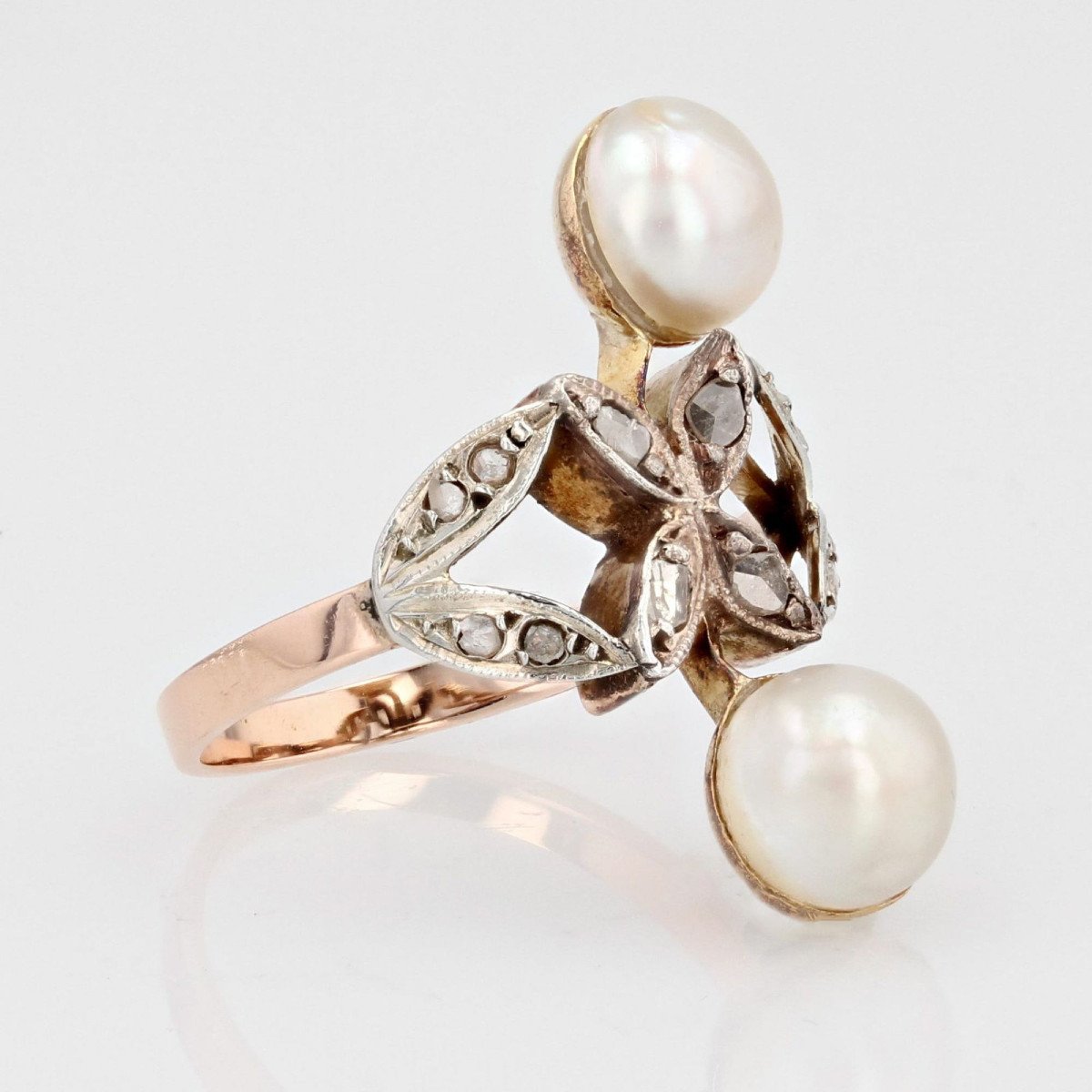Bague Ancienne Duo Perles Et Diamants-photo-6