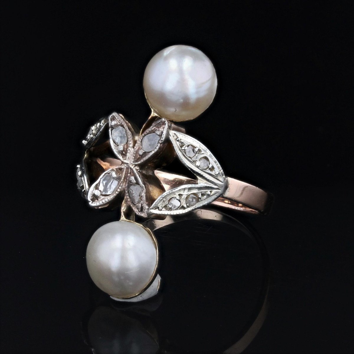 Bague Ancienne Duo Perles Et Diamants-photo-1