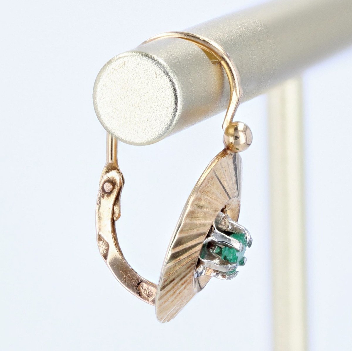 Dormeuses Earrings In Yellow Gold And Emeralds-photo-6