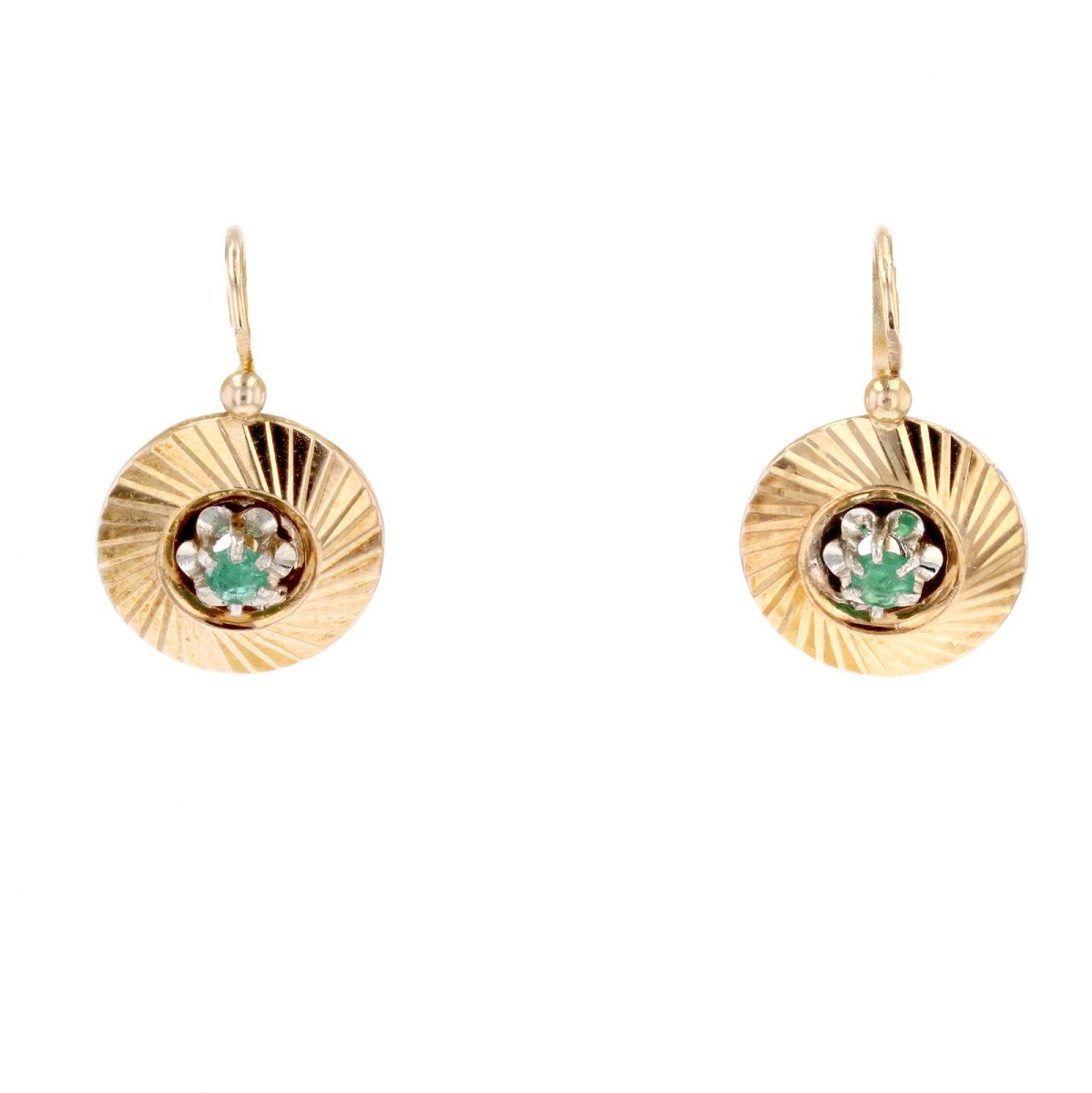 Dormeuses Earrings In Yellow Gold And Emeralds