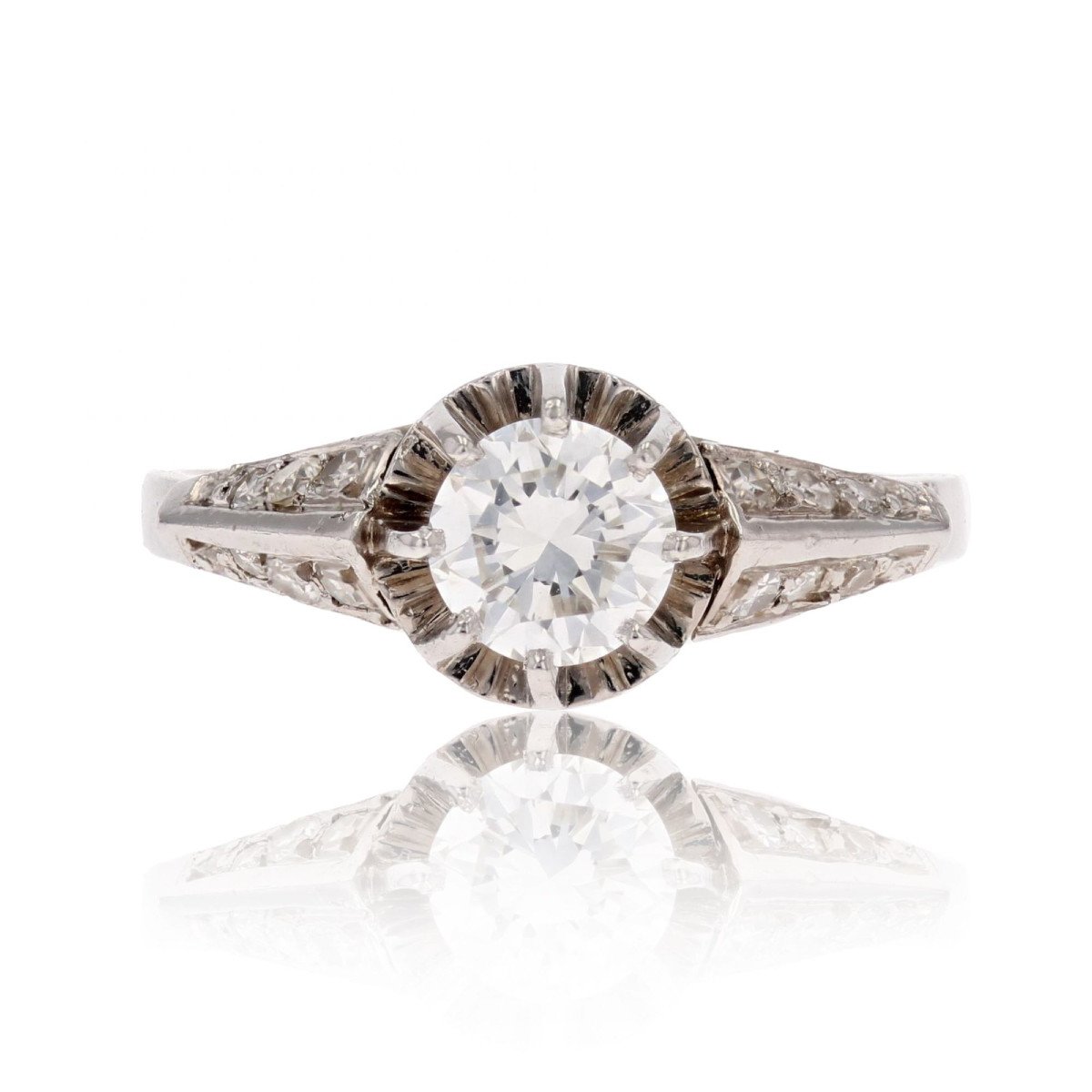 Old Accompanied Diamond Solitaire Ring