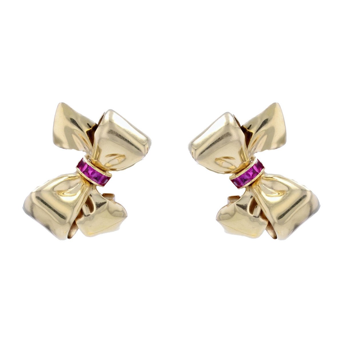 Ruby Gold Retro Ear Clips