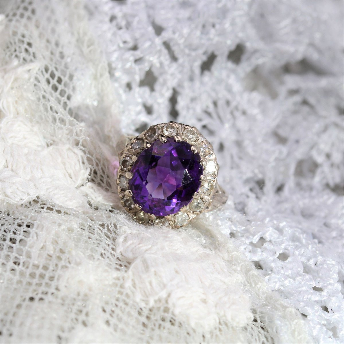 Amethyst Diamond Ring-photo-3