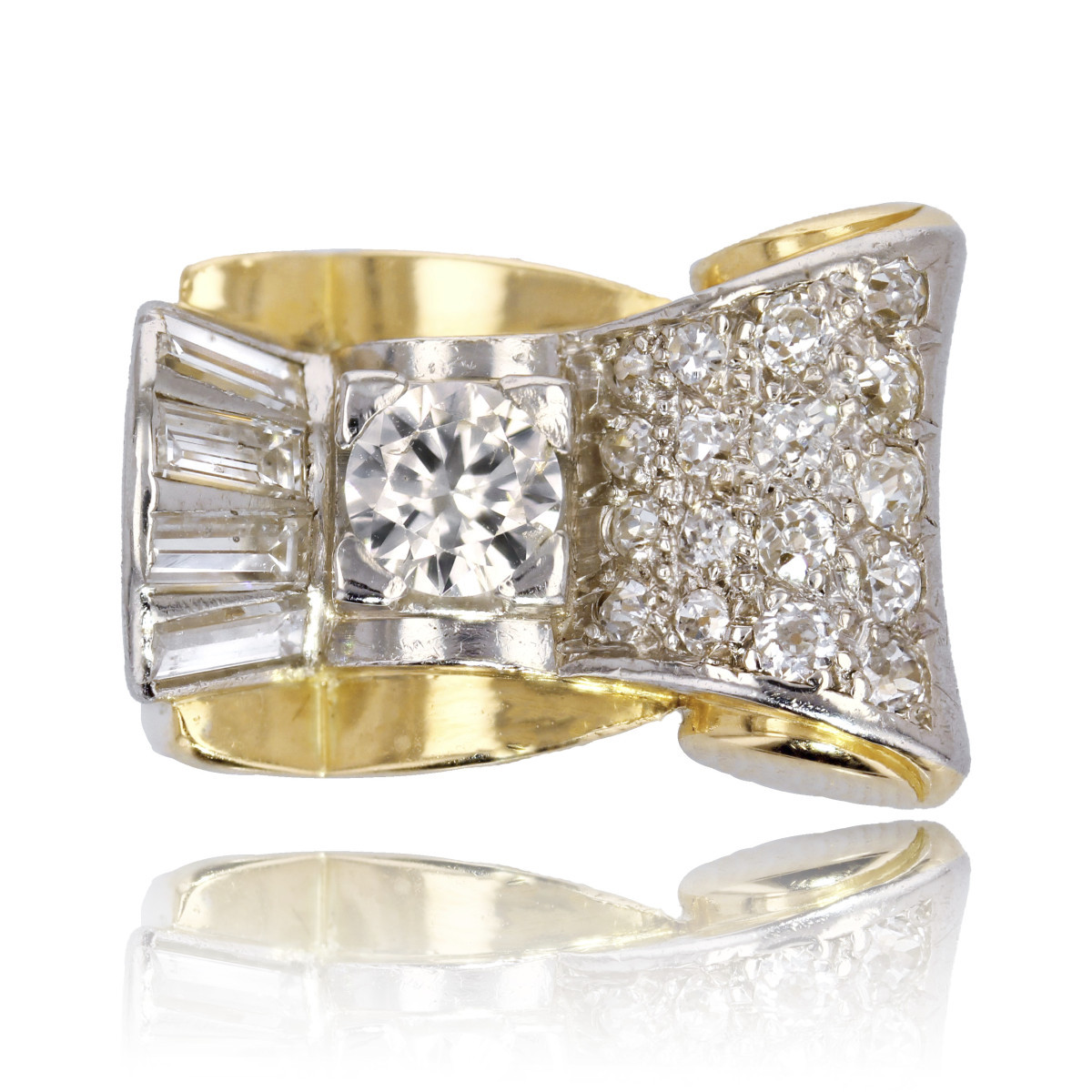 Bague Tank Asymétrique Diamants