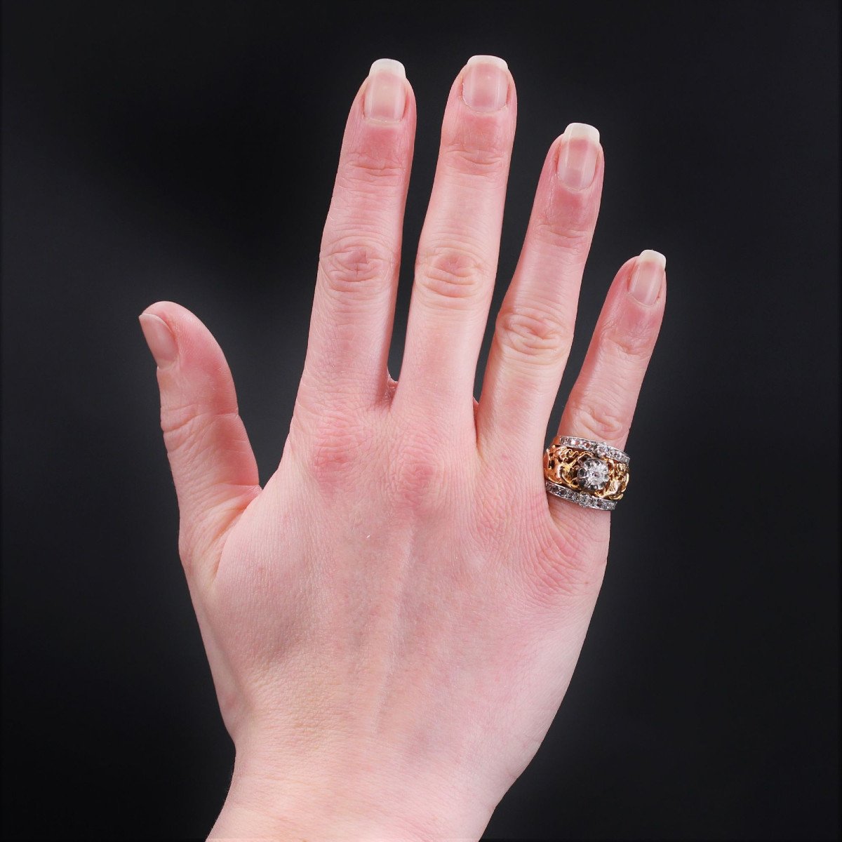 Bague Ancienne Bandeau Chimères Diamants-photo-2