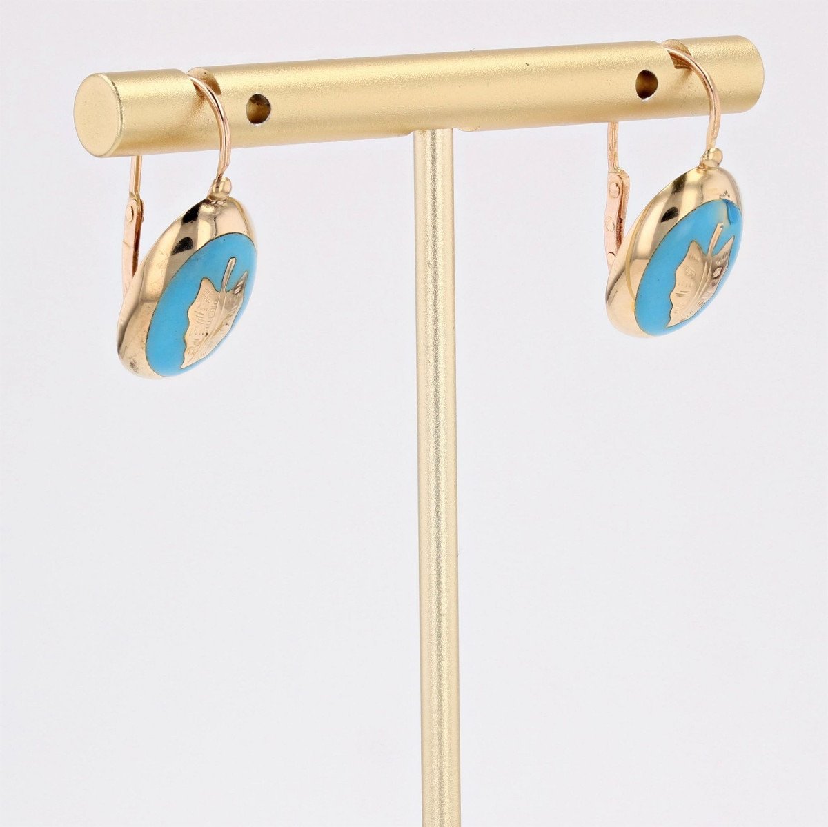 Antique Blue Turquoise Enameled Sleepers-photo-1