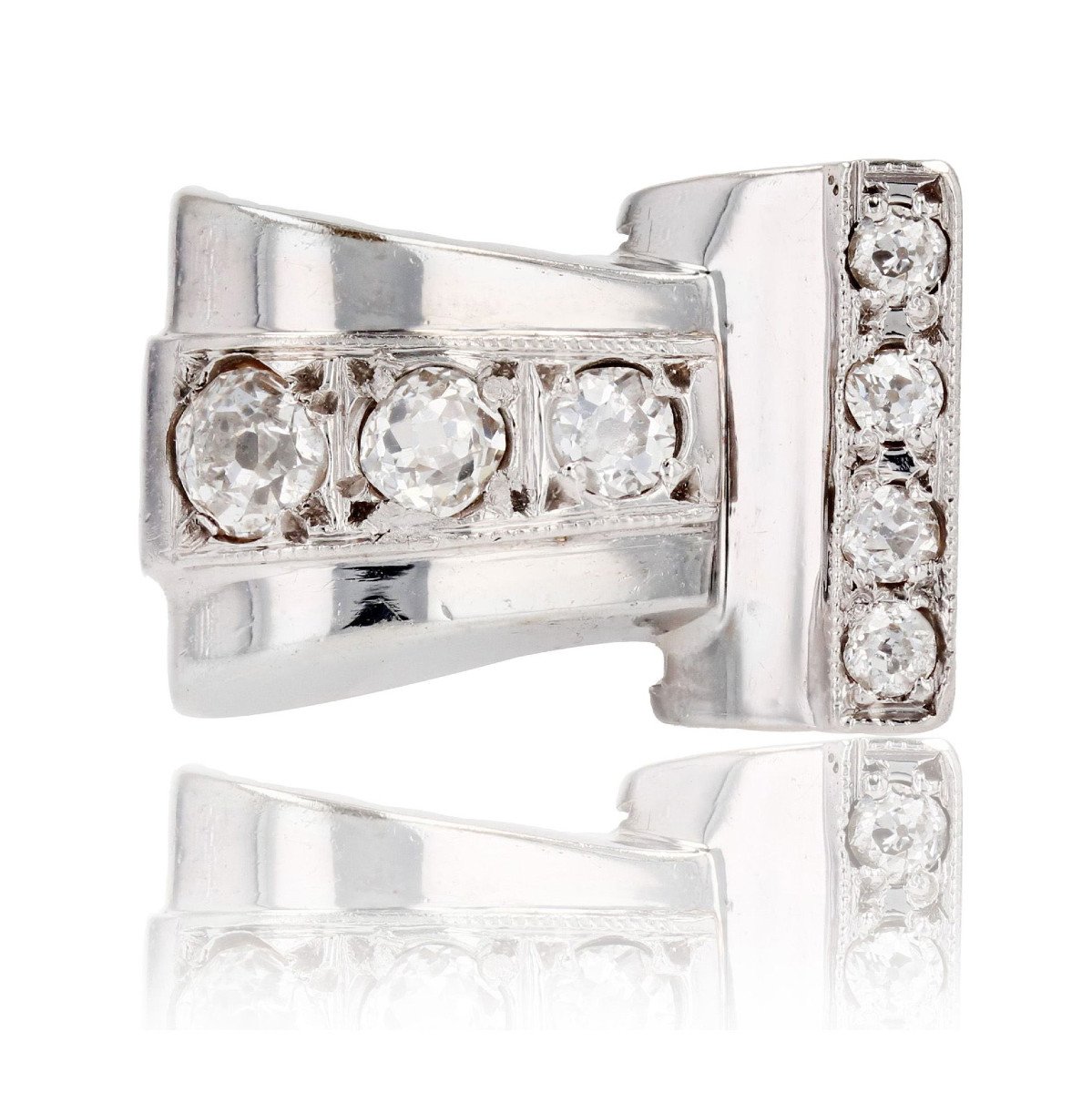 Retro Asymmetrical Diamond Ring