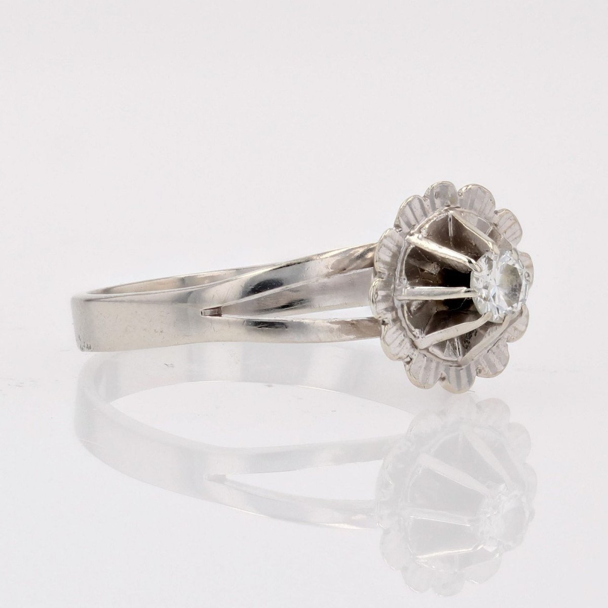 Solitaire White Diamond Ring-photo-4