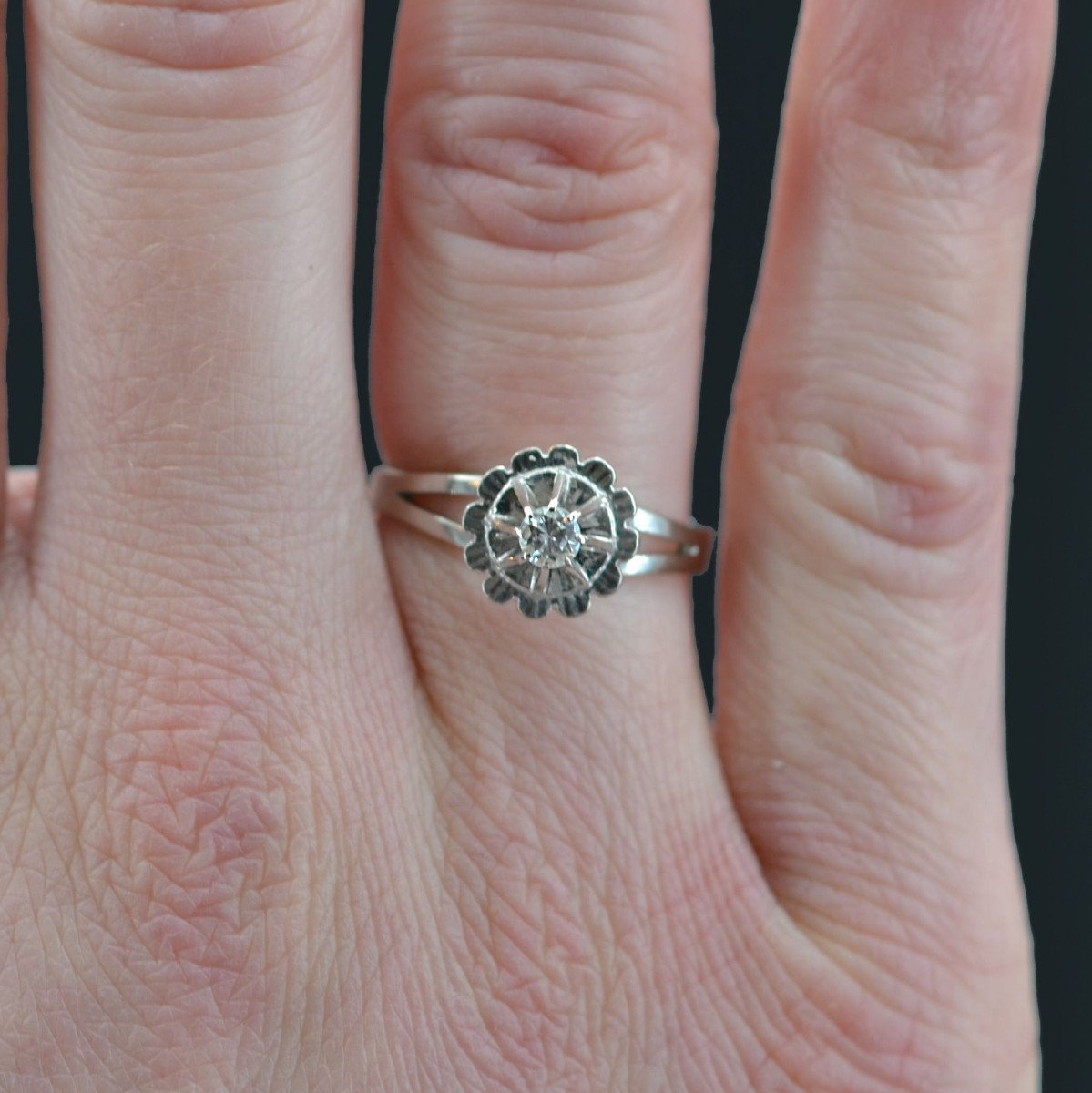 Solitaire White Diamond Ring-photo-1