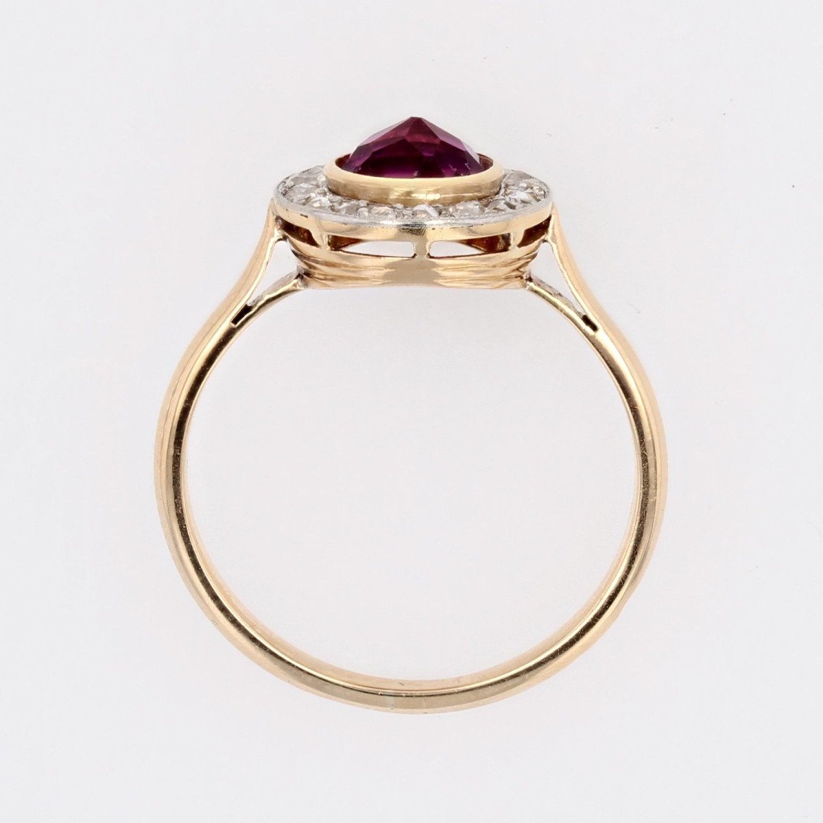 Bague Ancienne Grenat Et Diamants Ronde-photo-5