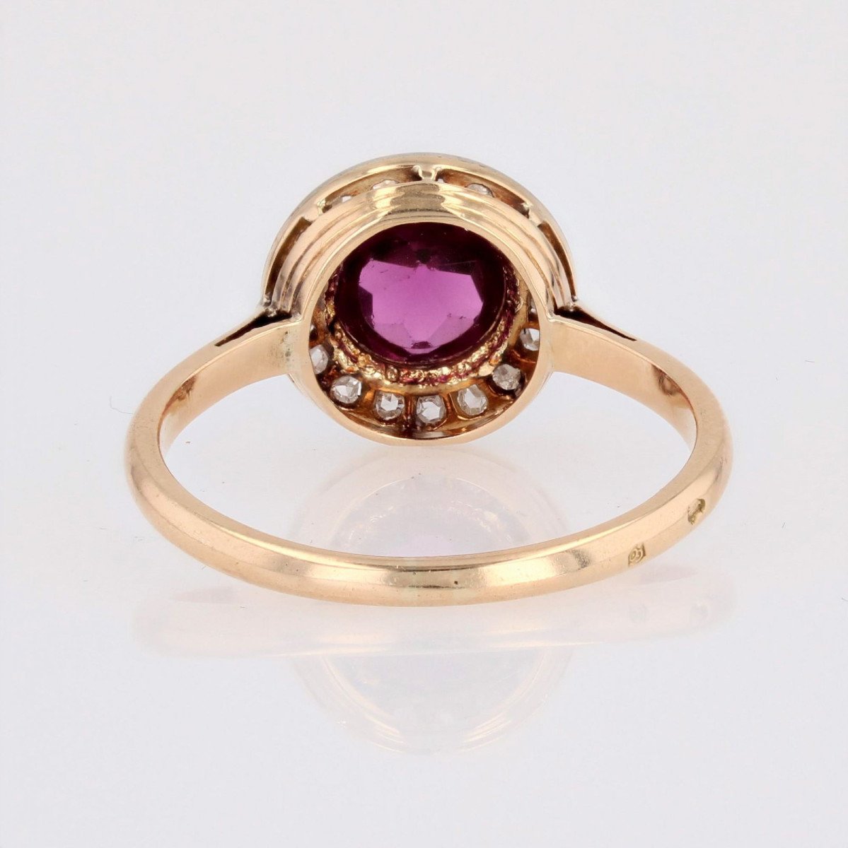 Bague Ancienne Grenat Et Diamants Ronde-photo-8