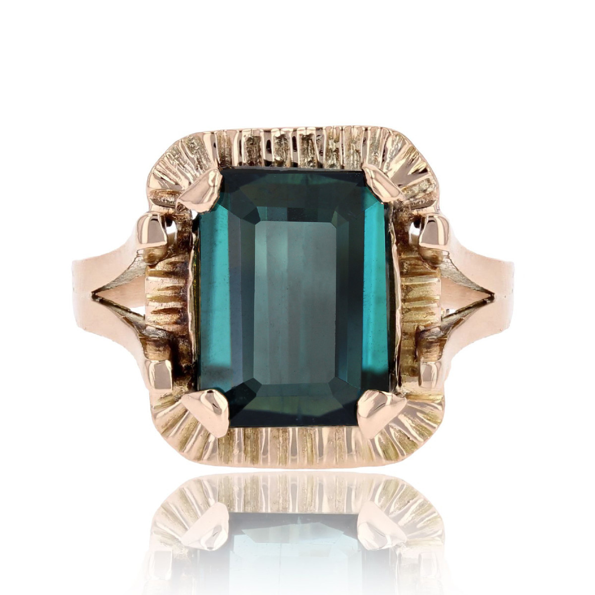 Indigolite Tourmaline Retro Ring In Gold