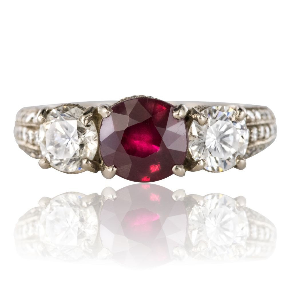 Ruby, Diamond And Diamond Pave Ring