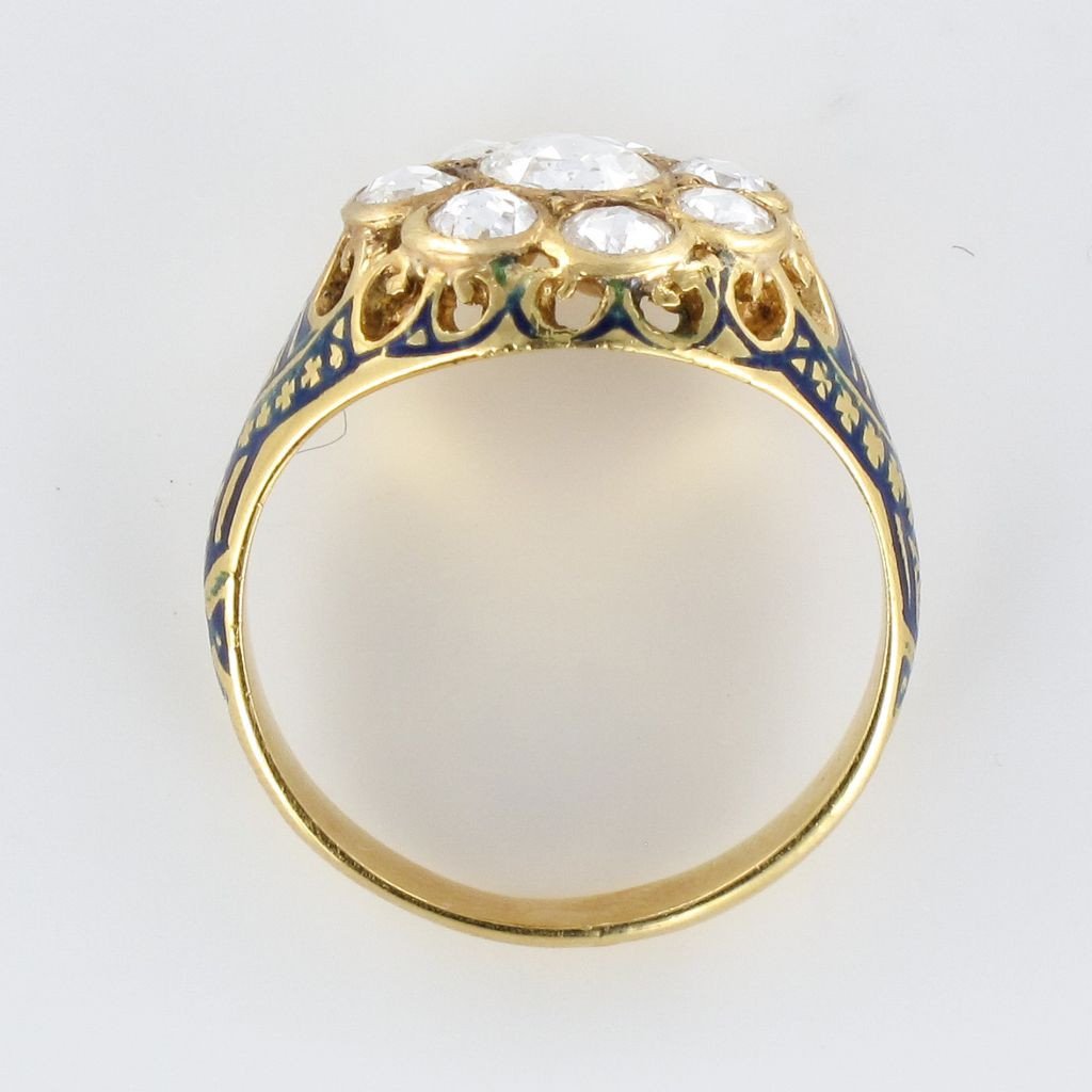 Bague Diamants Et Email Bleu-photo-6