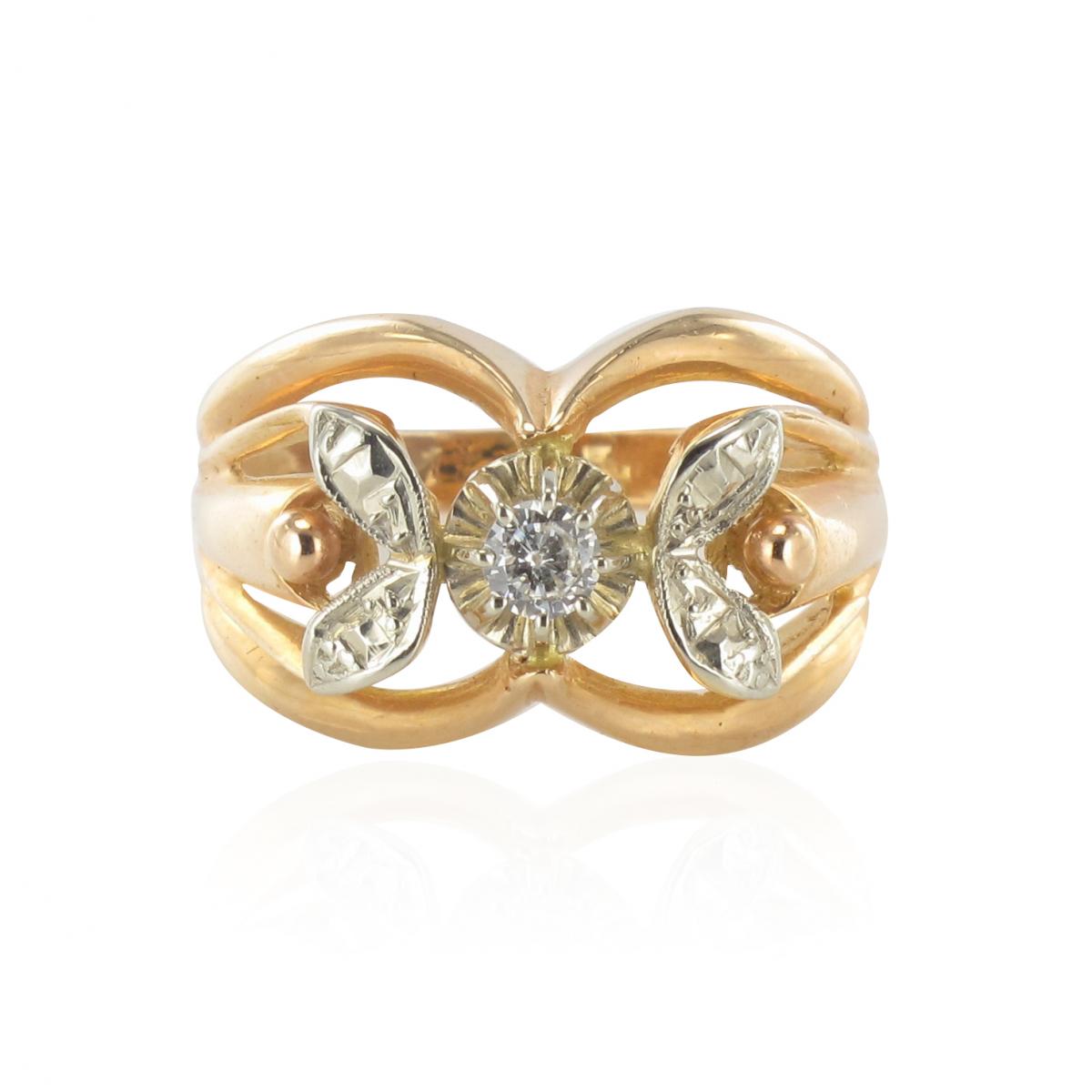 Old Rose Gold Diamond Ring And White - Reference Cv3