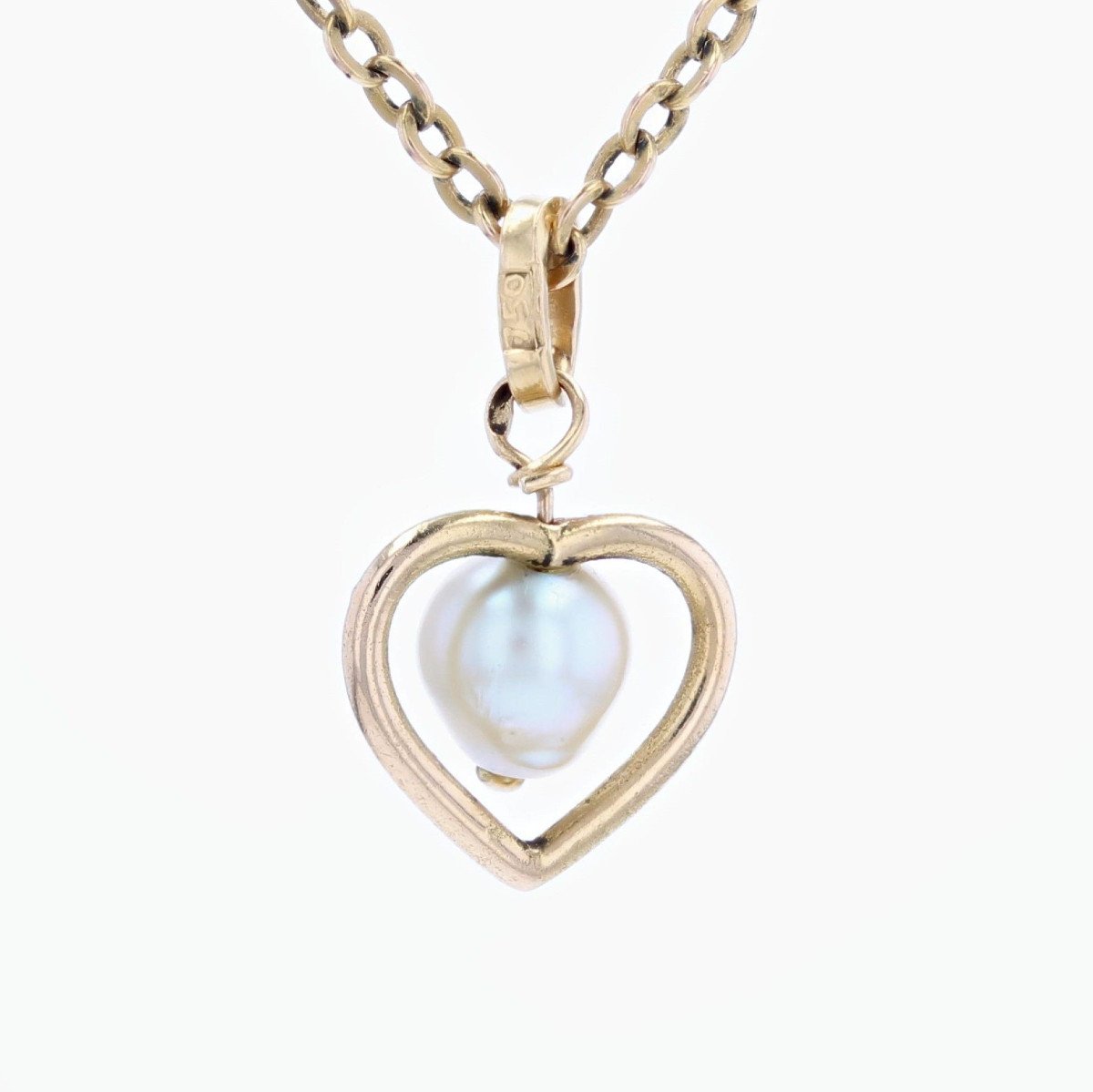 Yellow Gold Heart And Baroque Pearl Pendant-photo-1