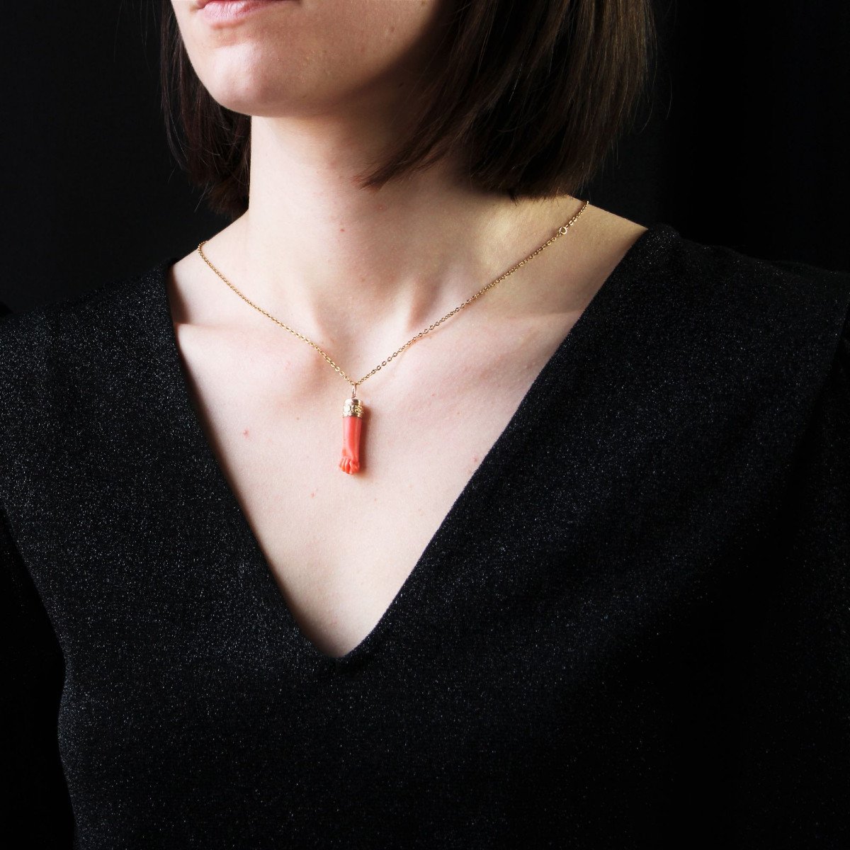 Old Hand Pendant In Coral-photo-4
