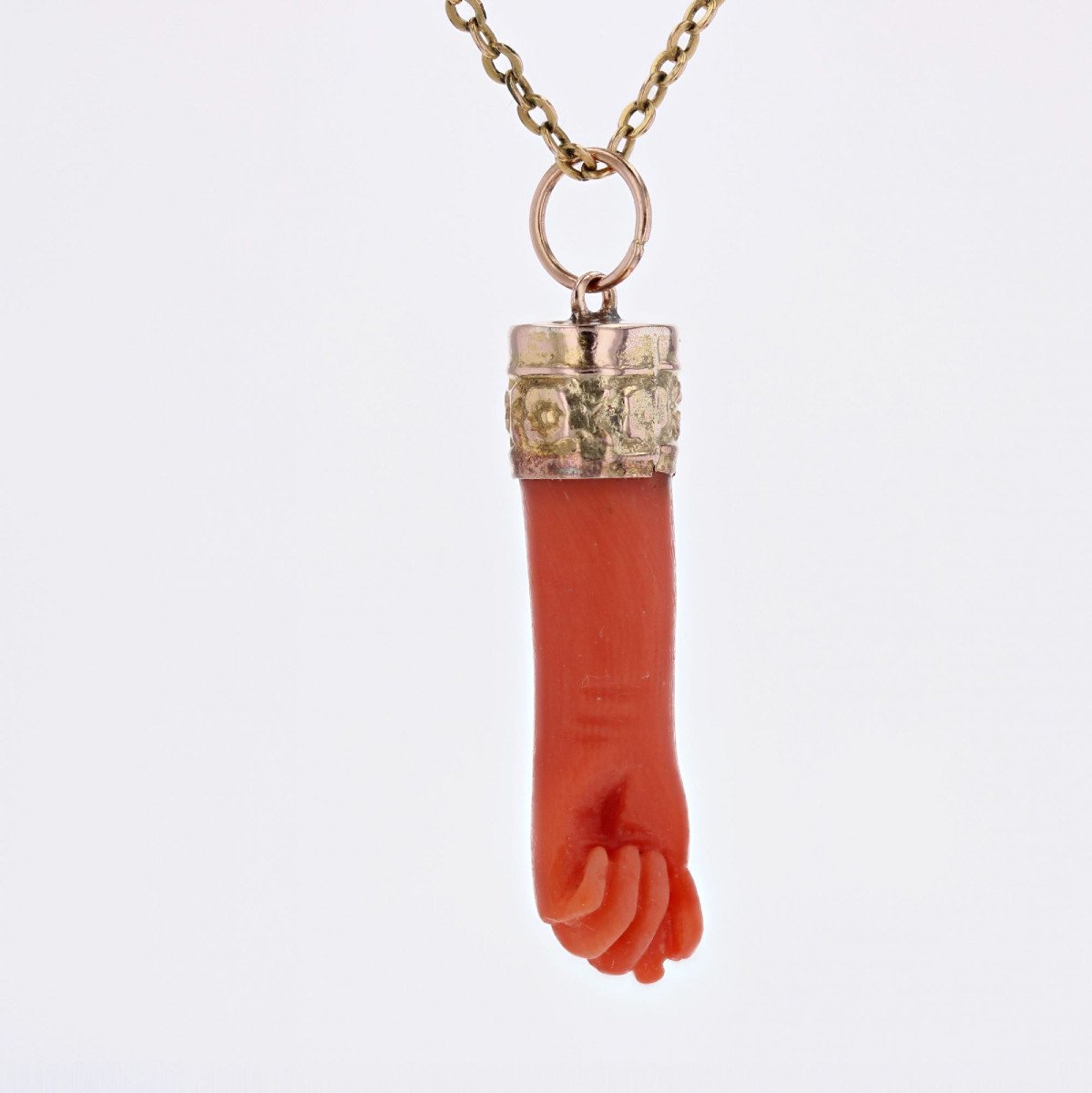 Pendentif Ancien Main En Corail-photo-1