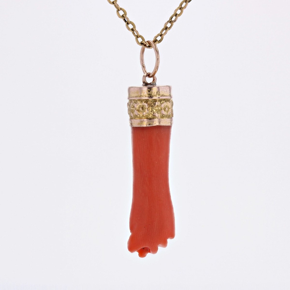 Pendentif Ancien Main En Corail-photo-5