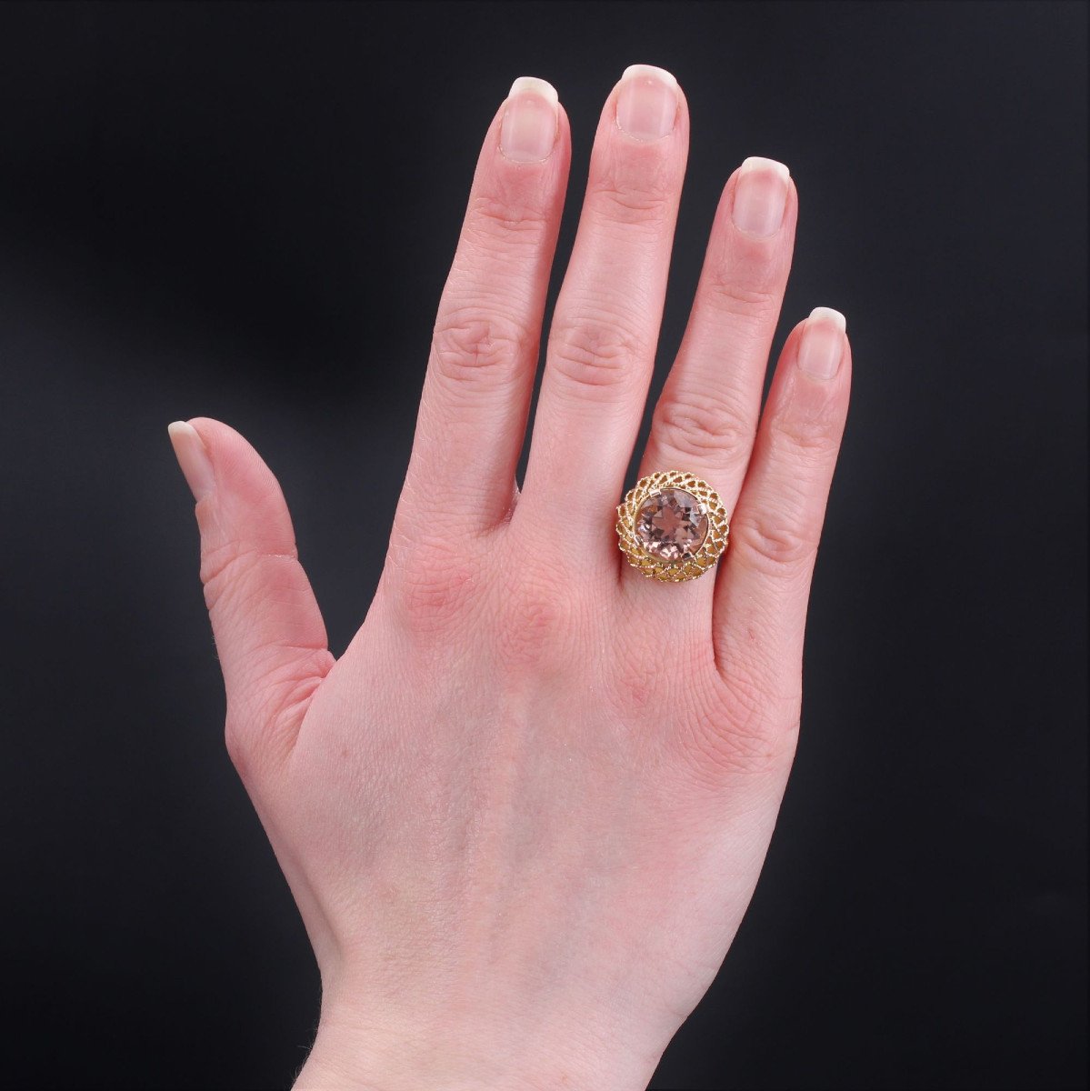 Vintage Morganite And Gold Ring-photo-2