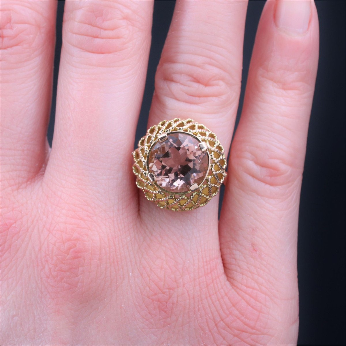Vintage Morganite And Gold Ring-photo-3