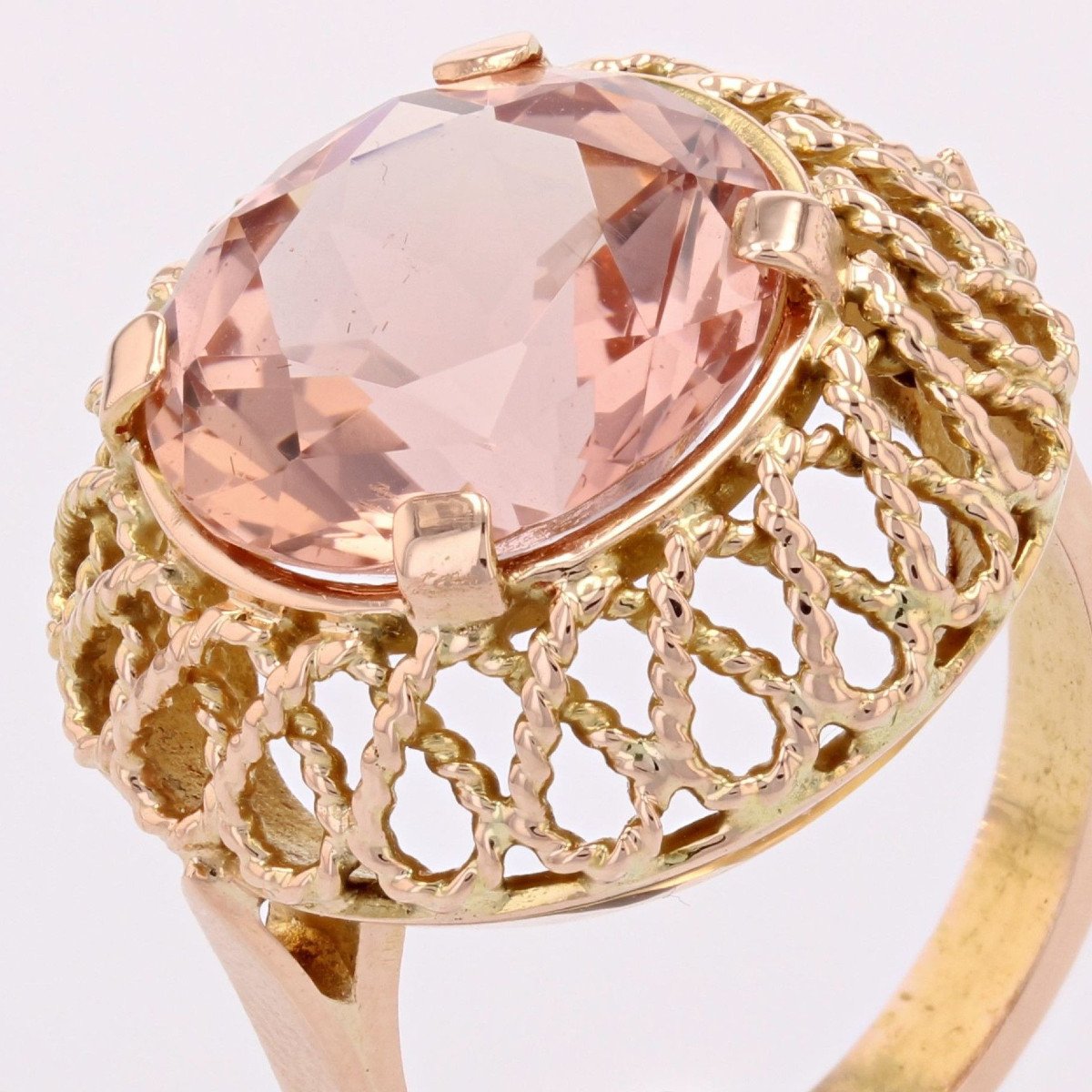 Bague Vintage Morganite Et Or-photo-2