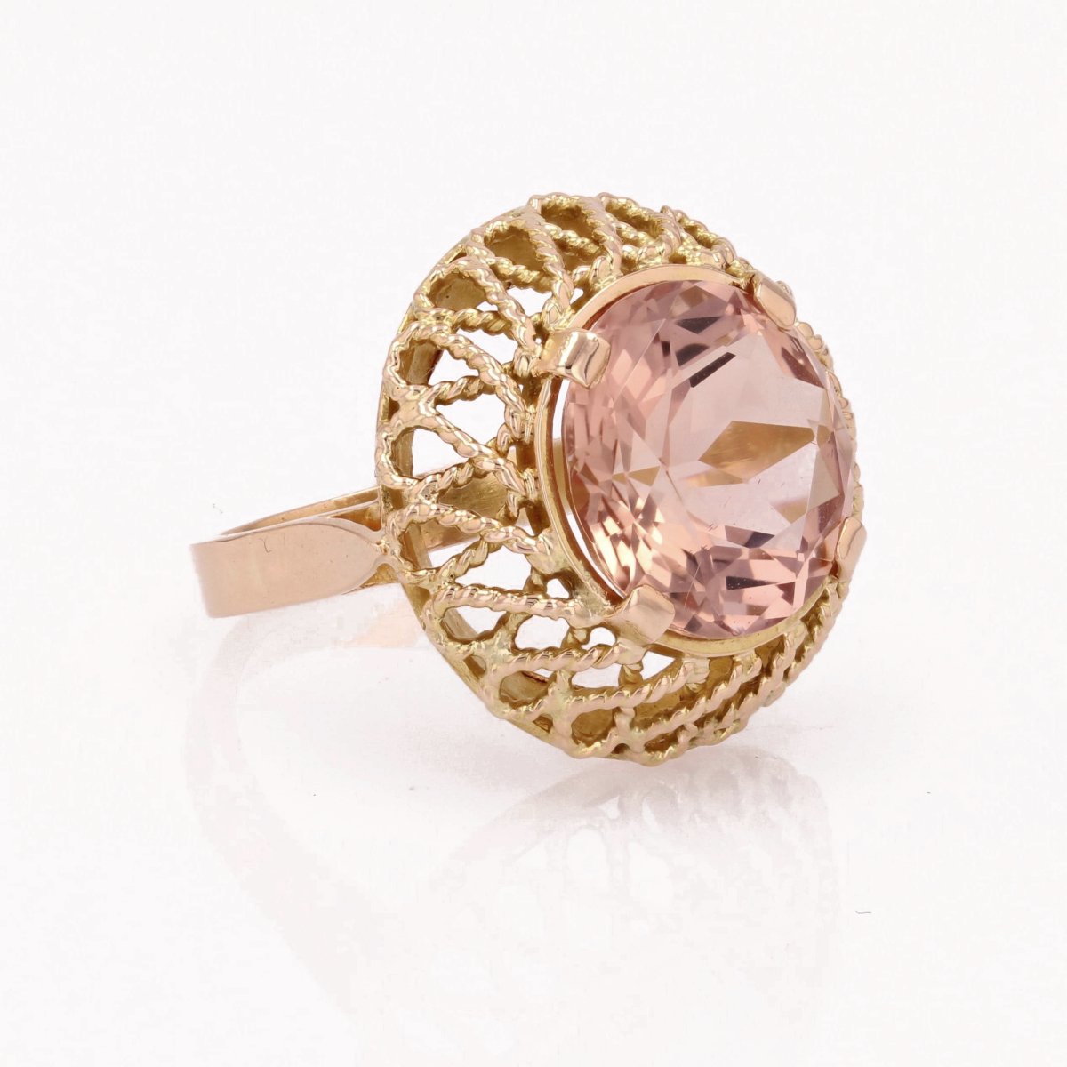 Bague Vintage Morganite Et Or-photo-6