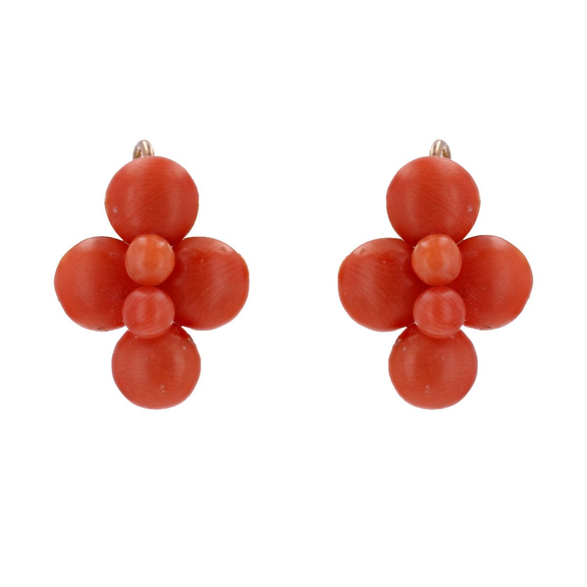 Boucles d'Oreilles Anciennes Perles De Corail