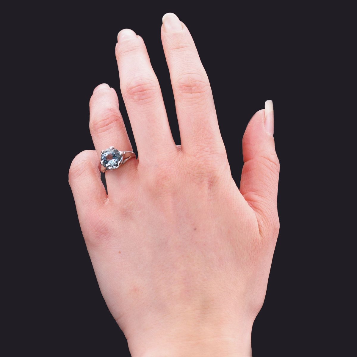 Ancient Aquamarine Solitaire Ring-photo-4