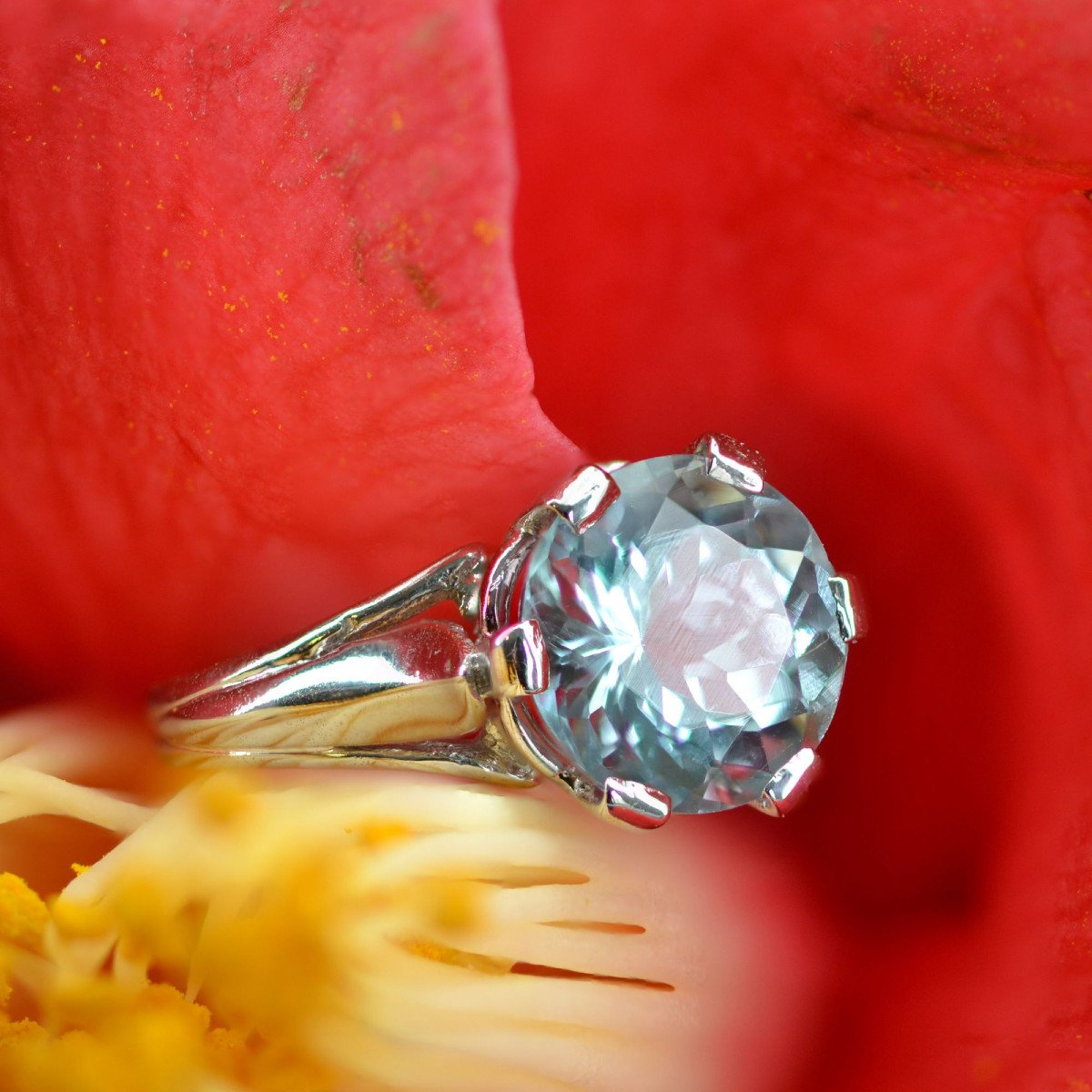 Bague Aiguemarine Ancienne En Solitaire-photo-4