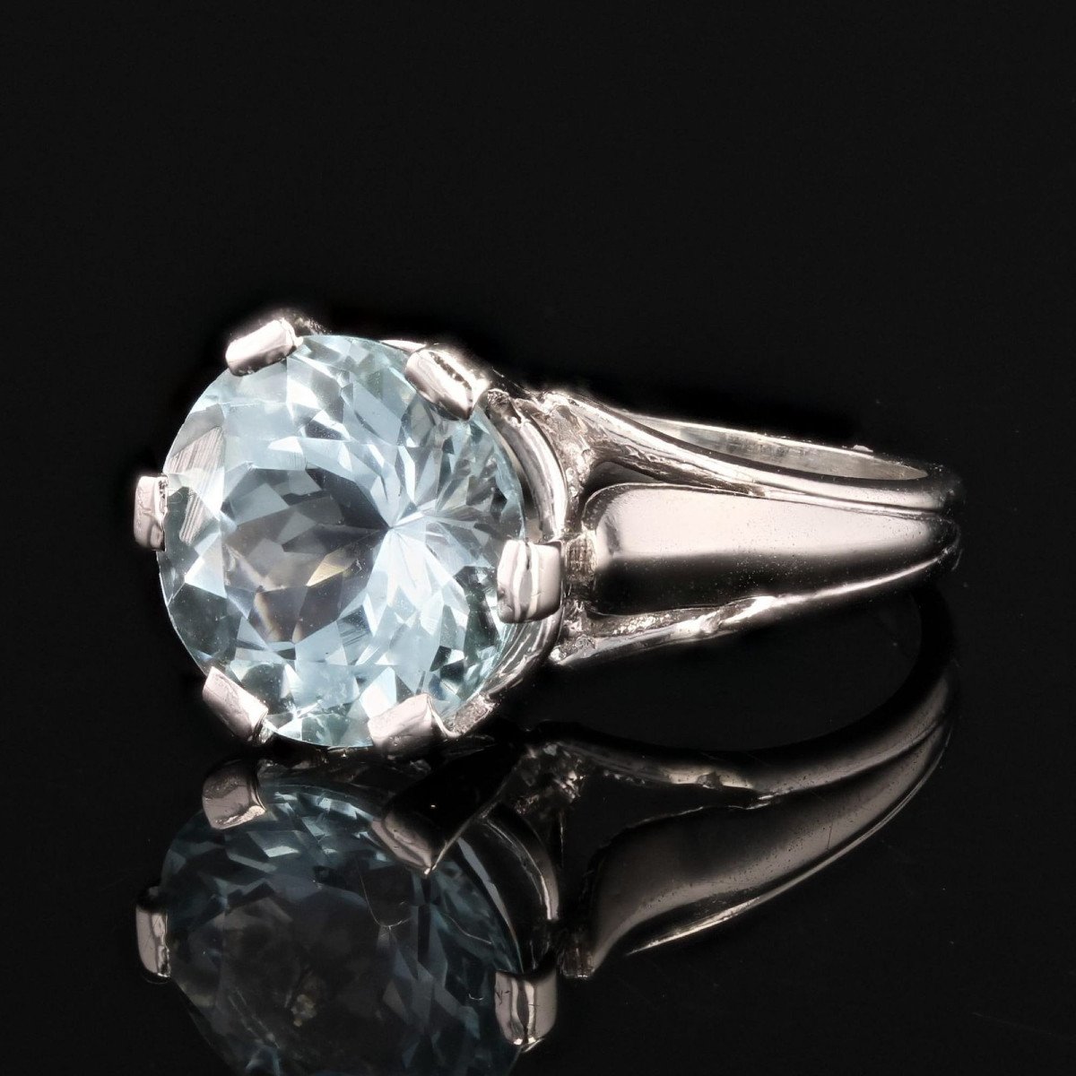 Bague Aiguemarine Ancienne En Solitaire-photo-2
