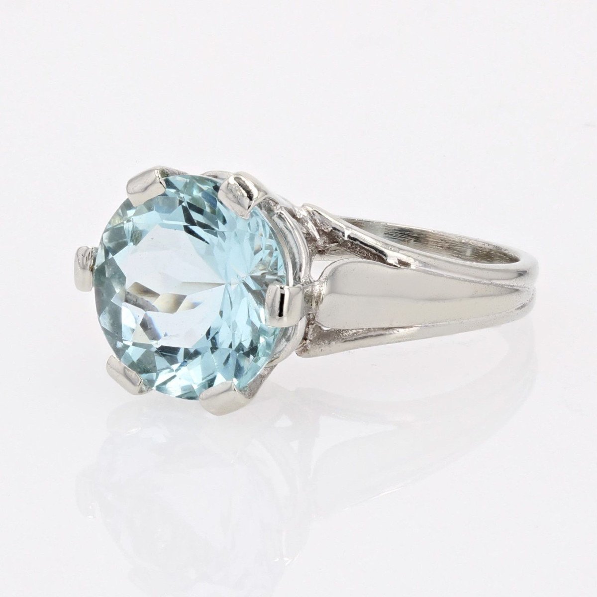 Bague Aiguemarine Ancienne En Solitaire-photo-3