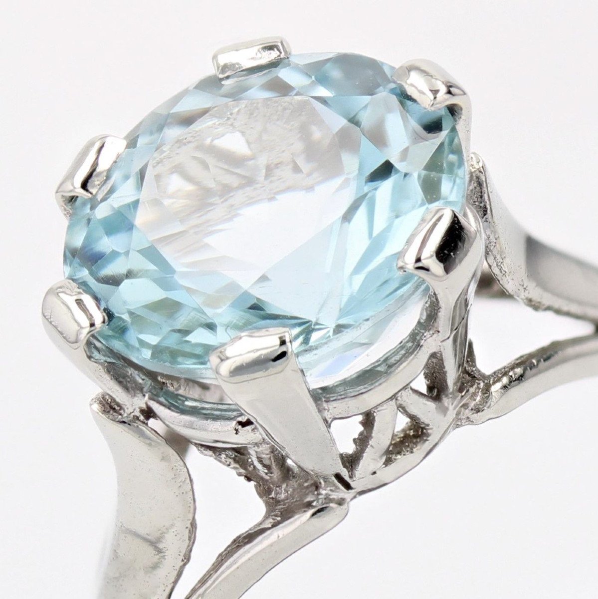 Bague Aiguemarine Ancienne En Solitaire-photo-5