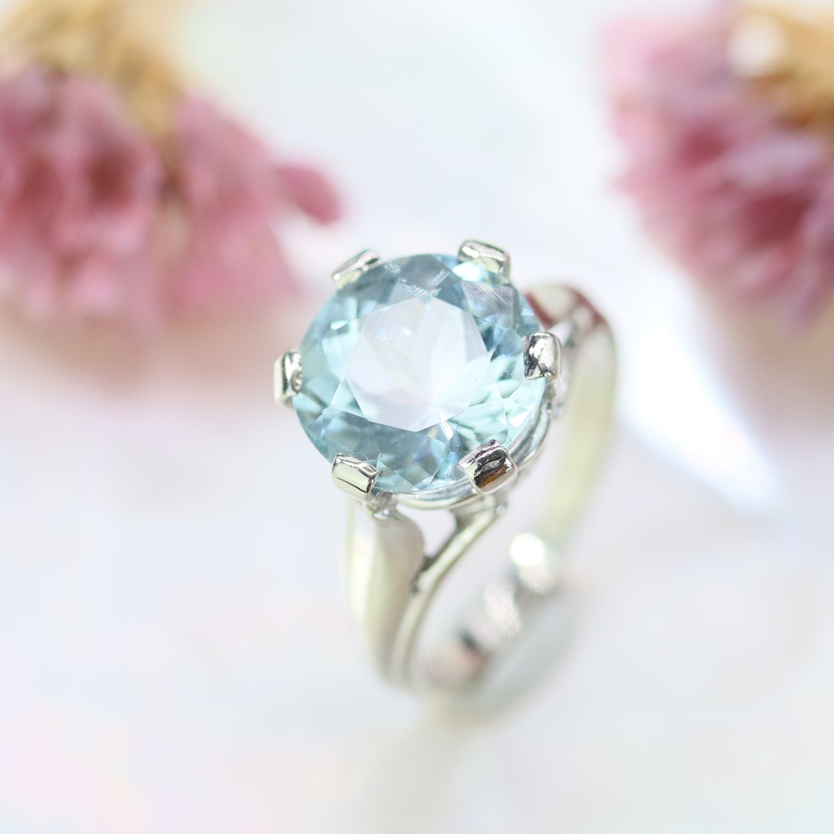 Bague Aiguemarine Ancienne En Solitaire-photo-6